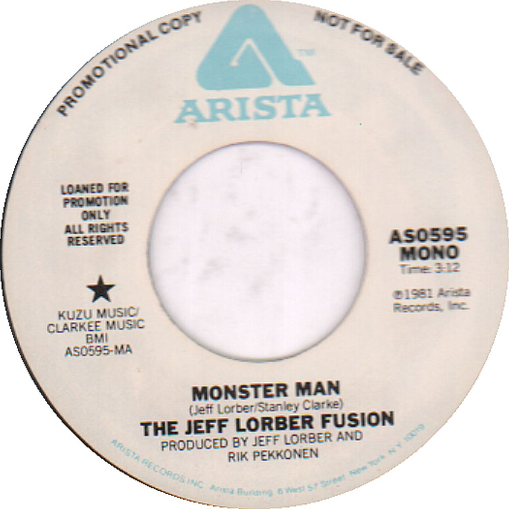 Jeff Lorber Monster Man US Promo 7" vinyl single (7 inch record / 45) AS0595
