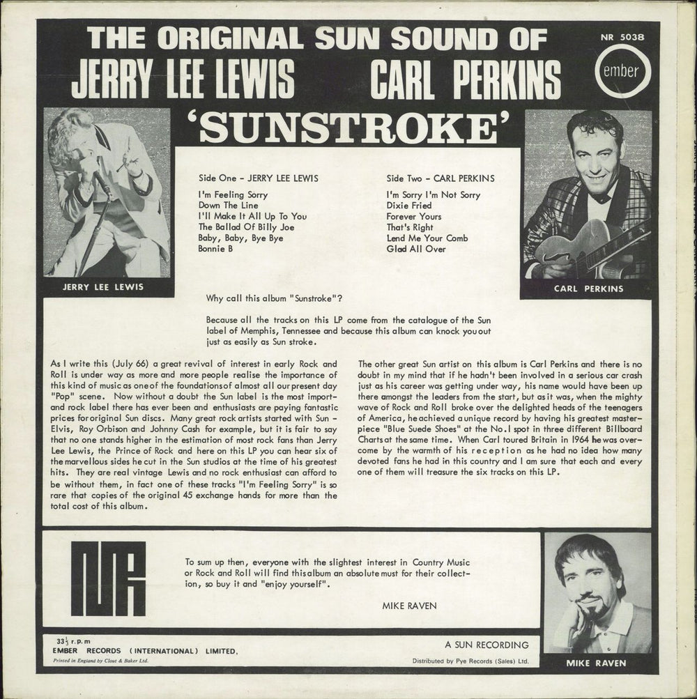 Jerry Lee Lewis Sunstroke! UK vinyl LP album (LP record)