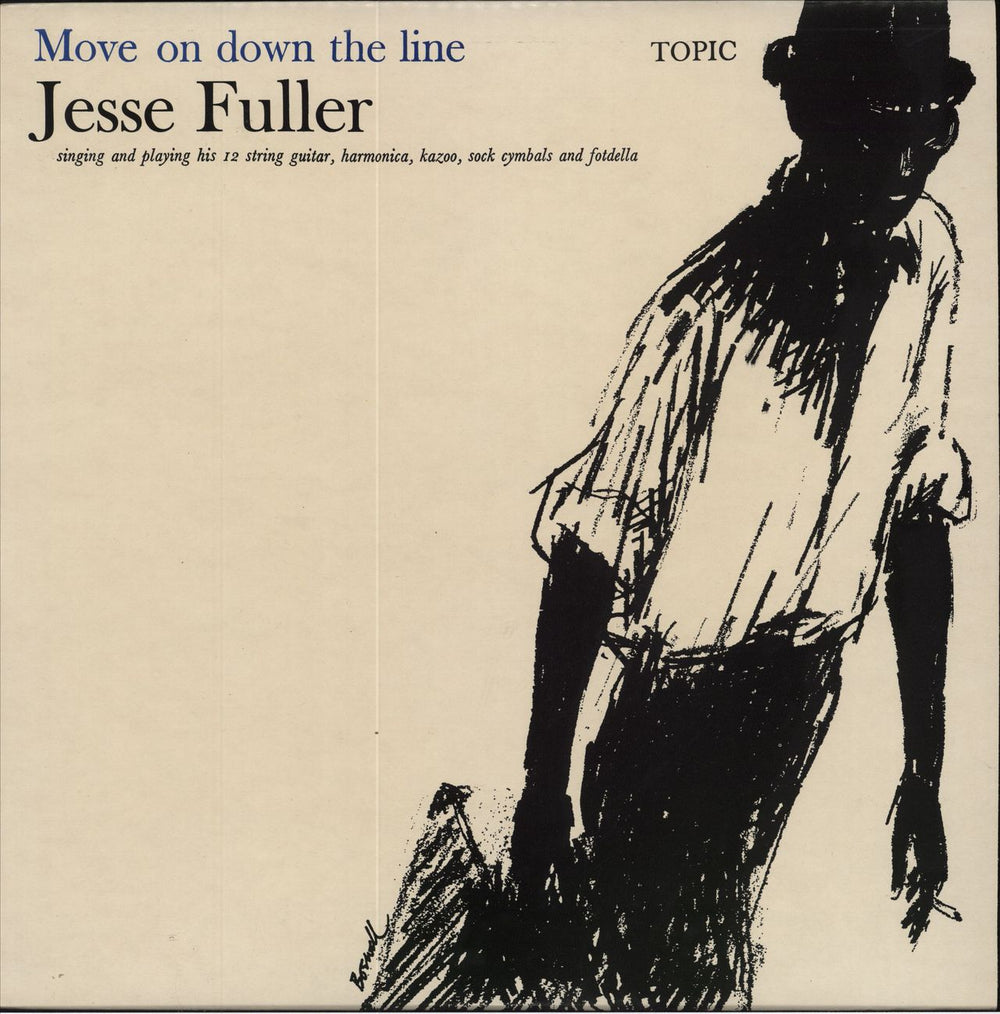 Jesse Fuller Move On Down The Line - 1st UK vinyl LP album (LP record) 12T134