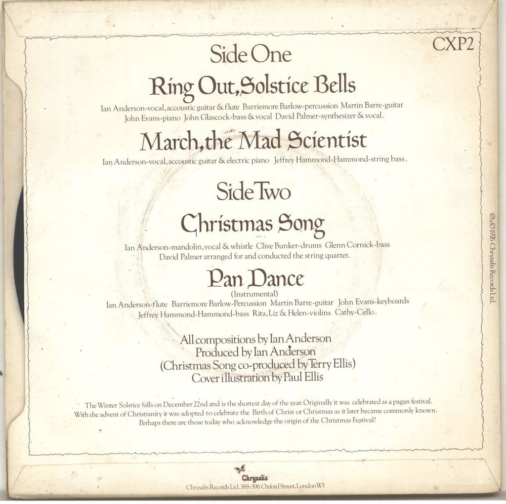 Jethro Tull Ring Out Solstice Bells EP - P/S UK 7" vinyl single (7 inch record / 45) TUL07RI51415