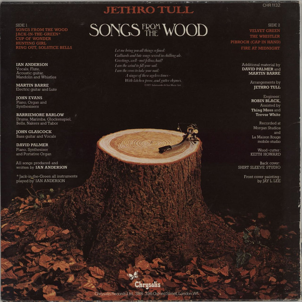 Jethro Tull Songs From The Wood - 1st - Complete - Stickered - EX UK vinyl LP album (LP record)