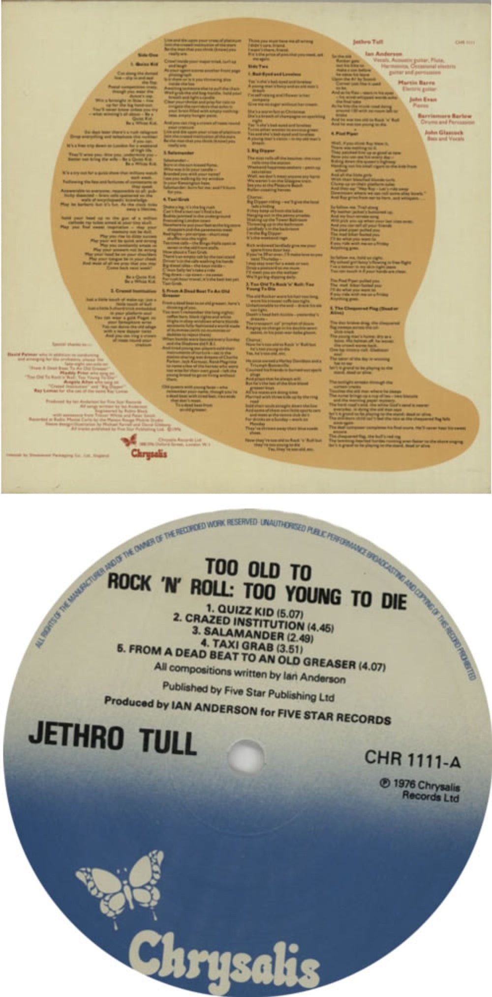 Jethro Tull Too Old To Rock 'n' Roll - 2nd UK vinyl LP album (LP record) TULLPTO71042
