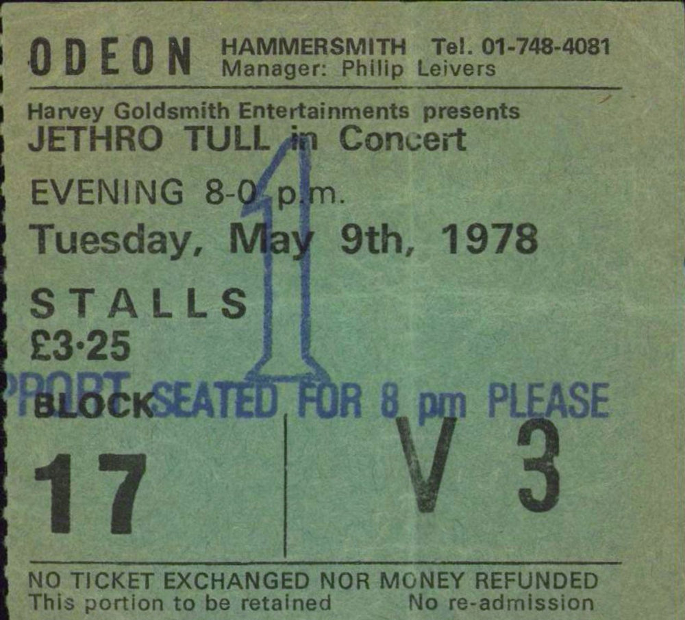 Jethro Tull World Tour 78 + Ticket Stub UK tour programme TULTRWO756644