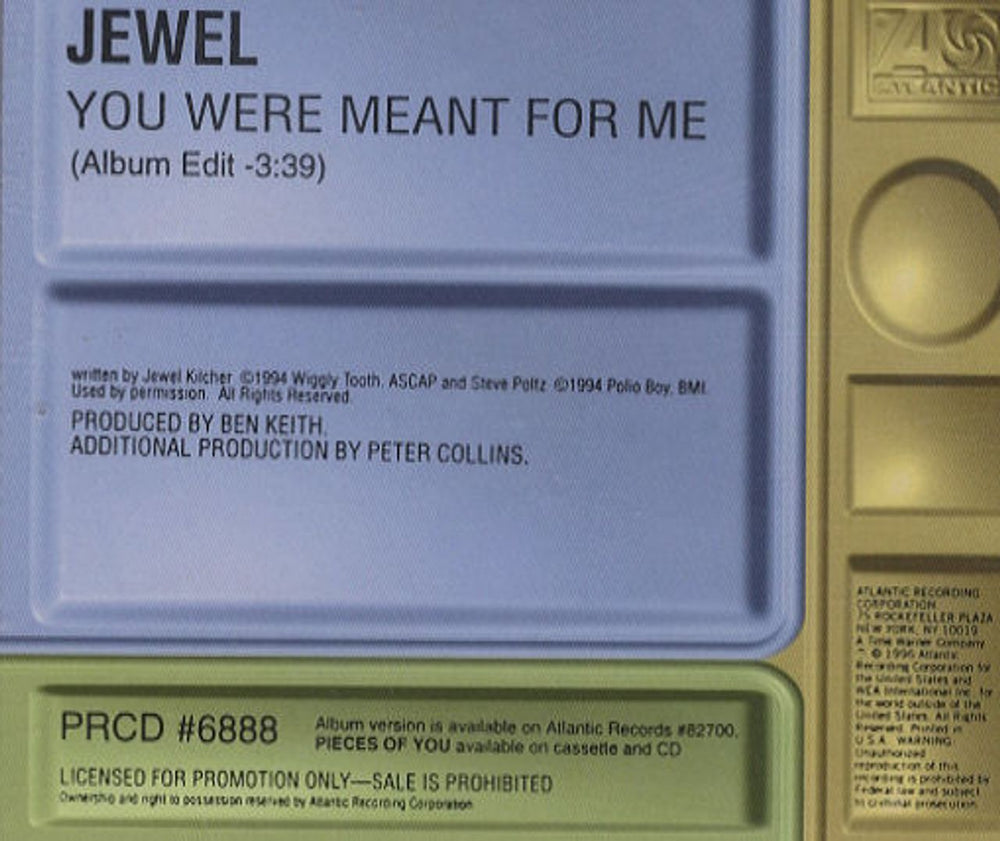 Jewel You Were Meant For Me - No Slv US Promo CD single (CD5 / 5") PRCD6888