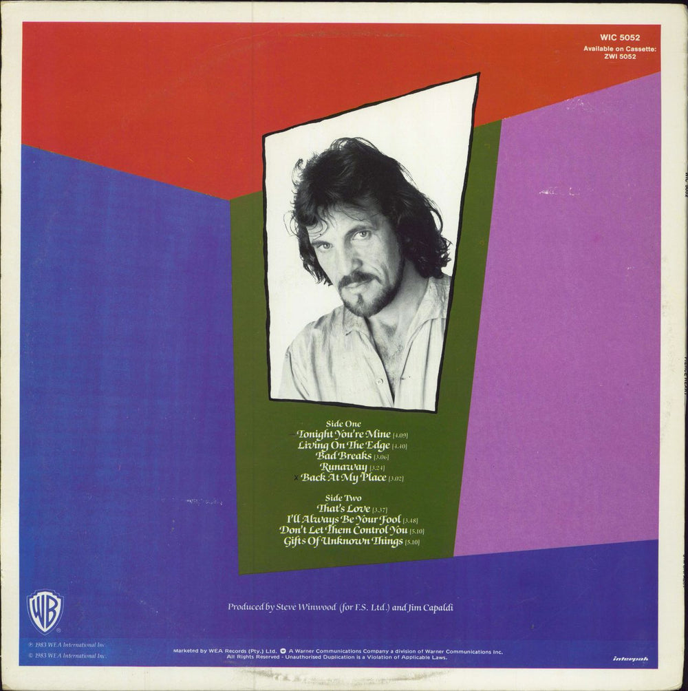 Jim Capaldi Fierce Heart South African vinyl LP album (LP record)