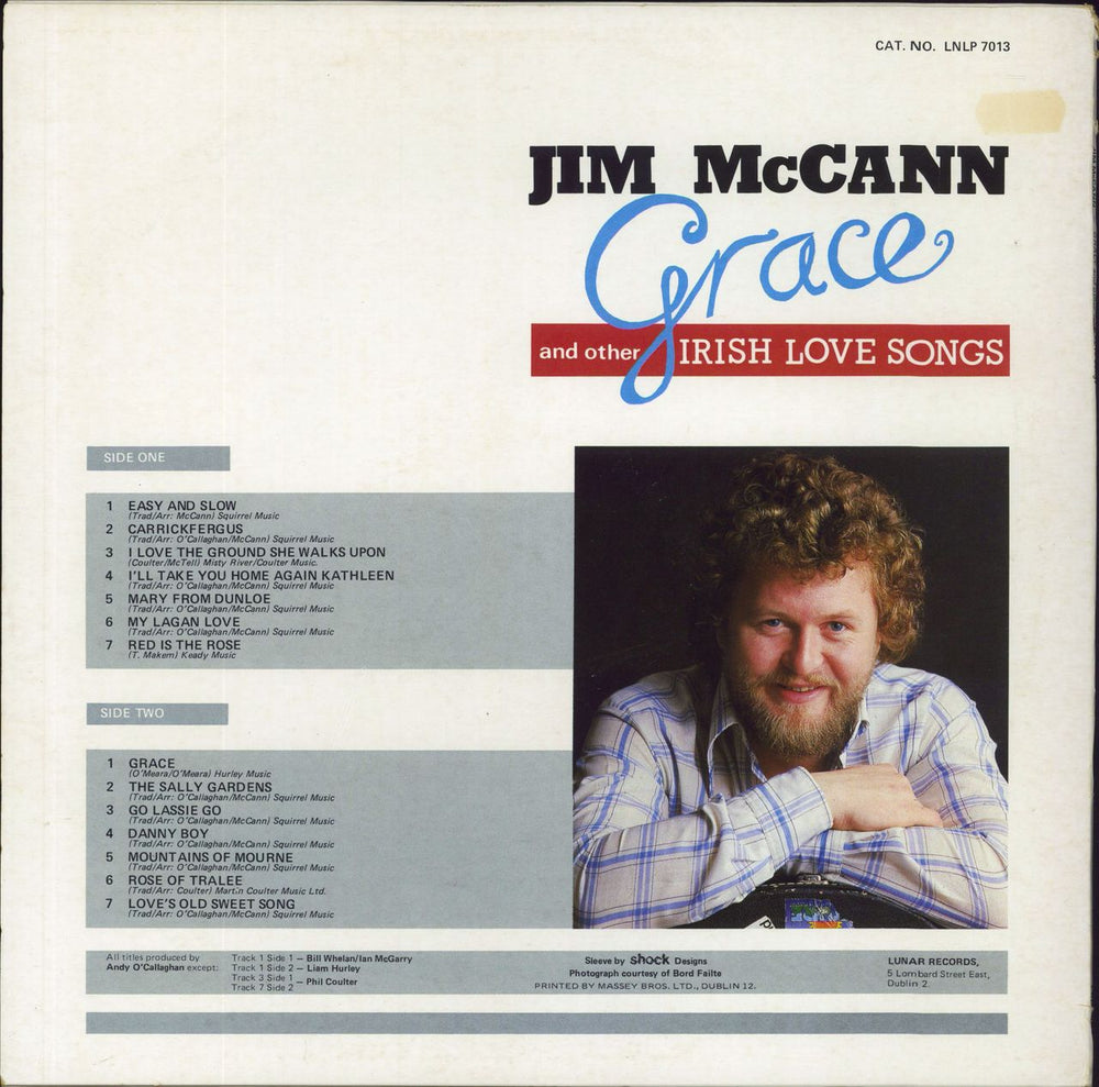 Jim McCann Grace And Other Irish Love Songs Irish vinyl LP album (LP record)