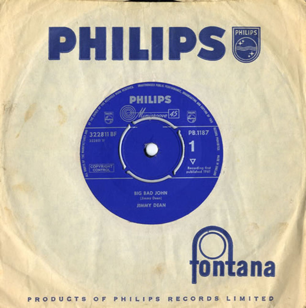 Jimmy Dean Big Bad John - 4pr UK 7" vinyl single (7 inch record / 45) PB.1187