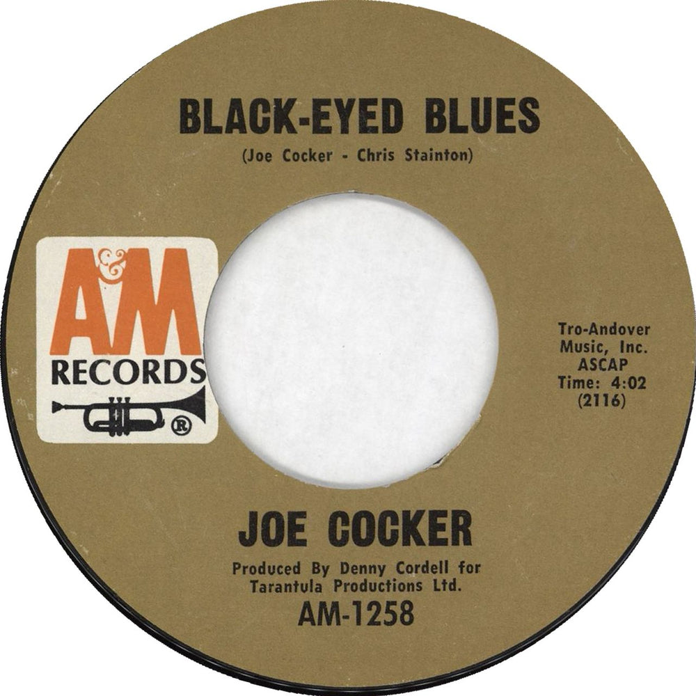 Joe Cocker Black-Eyed Blues US 7" vinyl single (7 inch record / 45) AM-1258