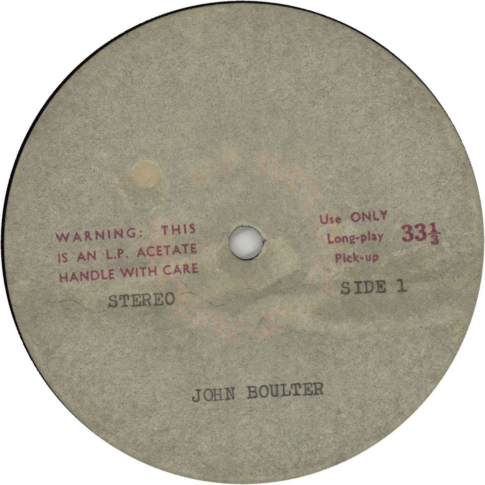 John Boulter John Boulter Sings UK Promo acetate 4JBATJO660602