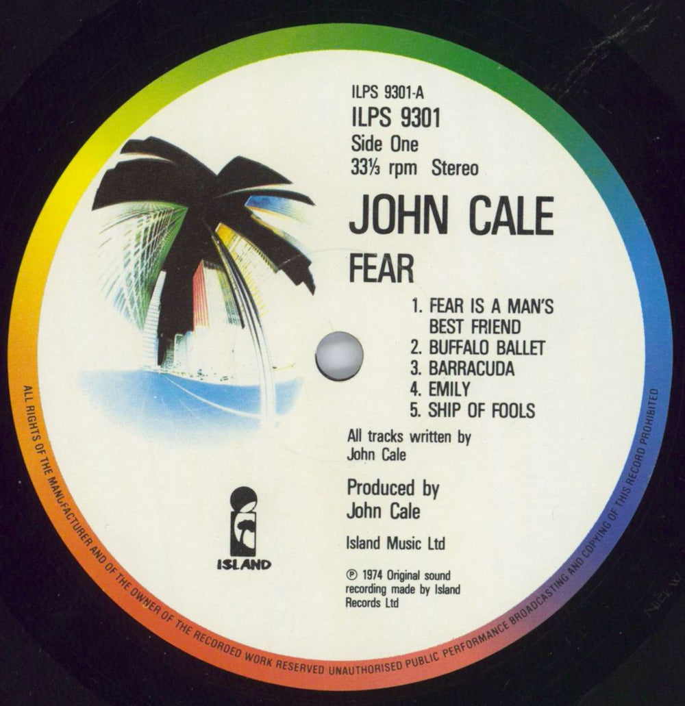 John Cale Fear UK vinyl LP album (LP record) JCALPFE519059