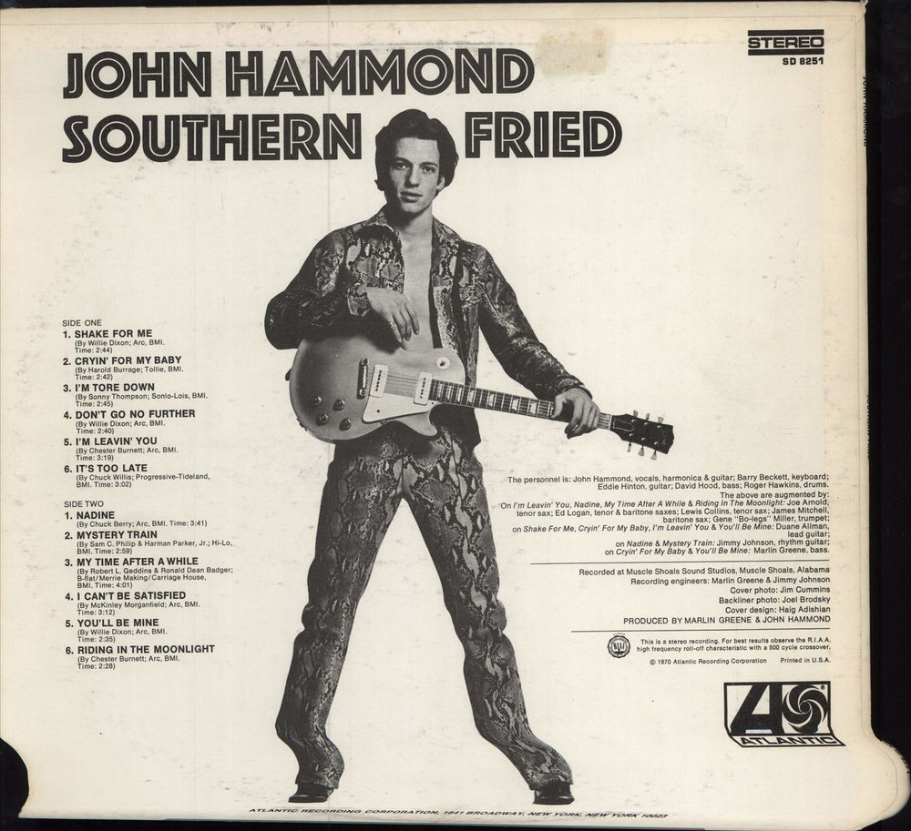 John Hammond Southern Fried US vinyl LP album (LP record)