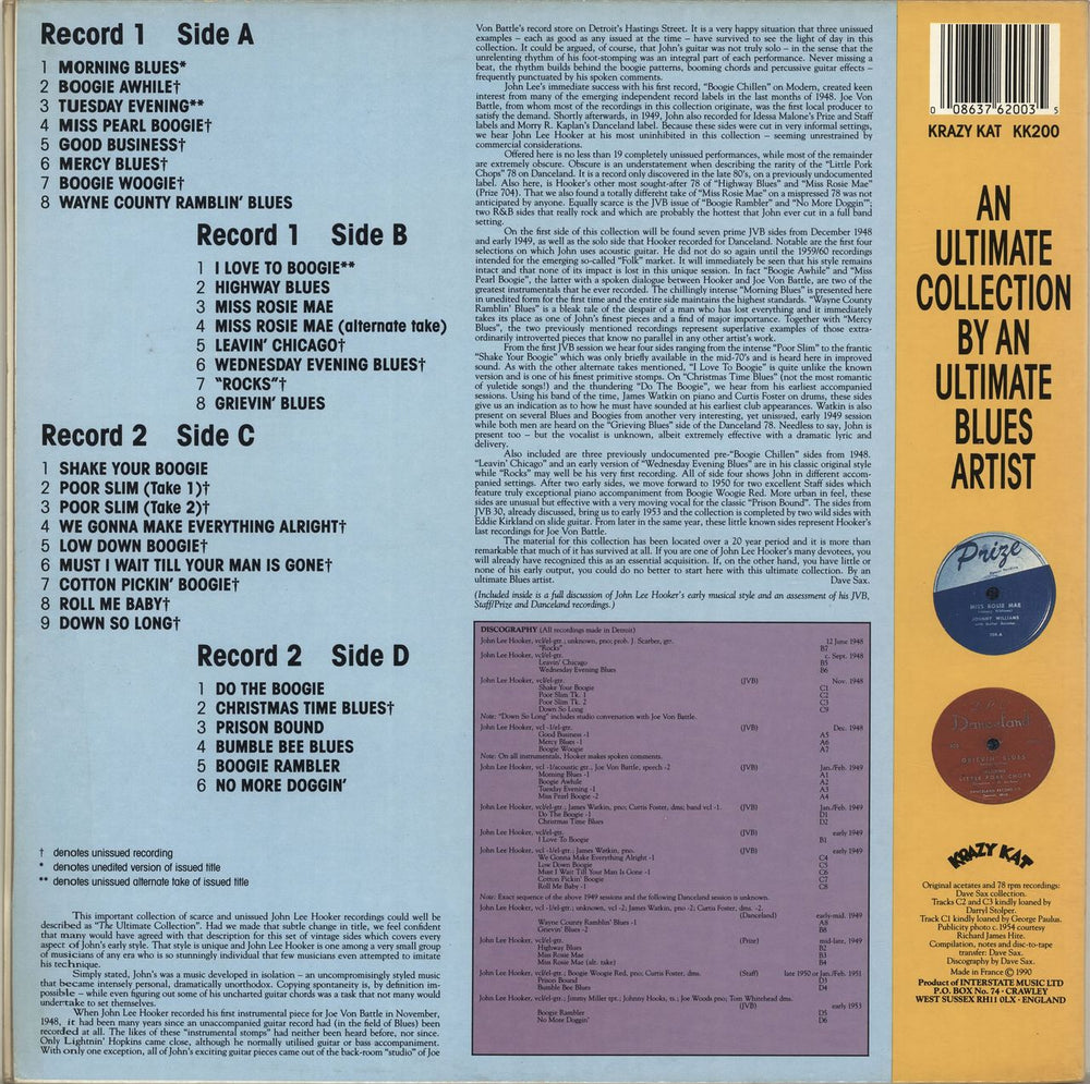 John Lee Hooker Boogie Awhile UK 2-LP vinyl record set (Double LP Album) 008637620035