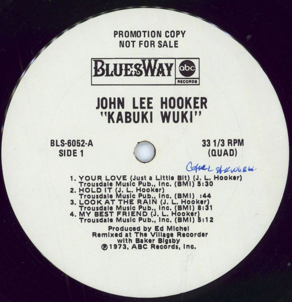 John Lee Hooker Kabuki Wuki - White label US Promo vinyl LP album (LP record) JLHLPKA795617