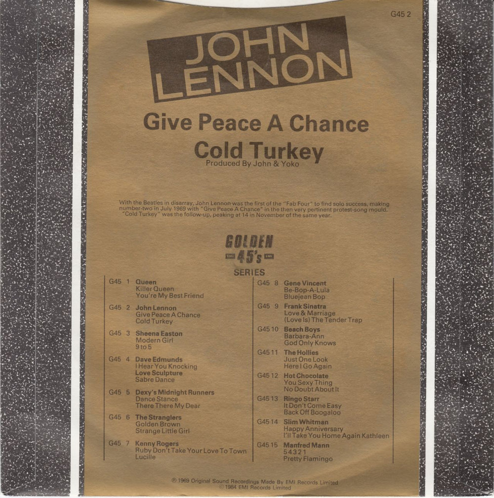 John Lennon Give Peace A Chance - Golden 45s UK 7" vinyl single (7 inch record / 45) LEN07GI146801