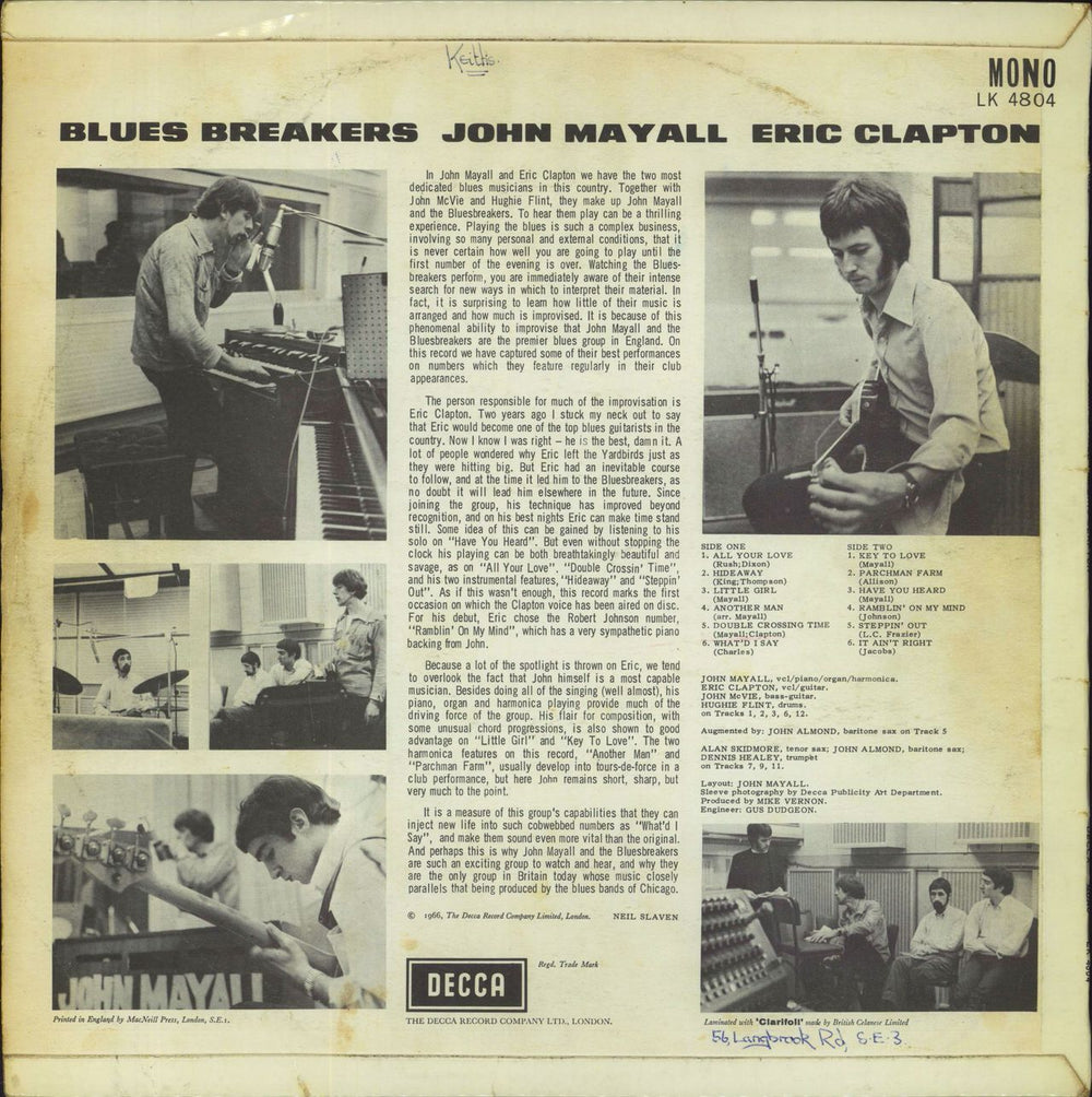 John Mayall Blues Breakers - 1st (A) - VG UK vinyl LP album (LP record)