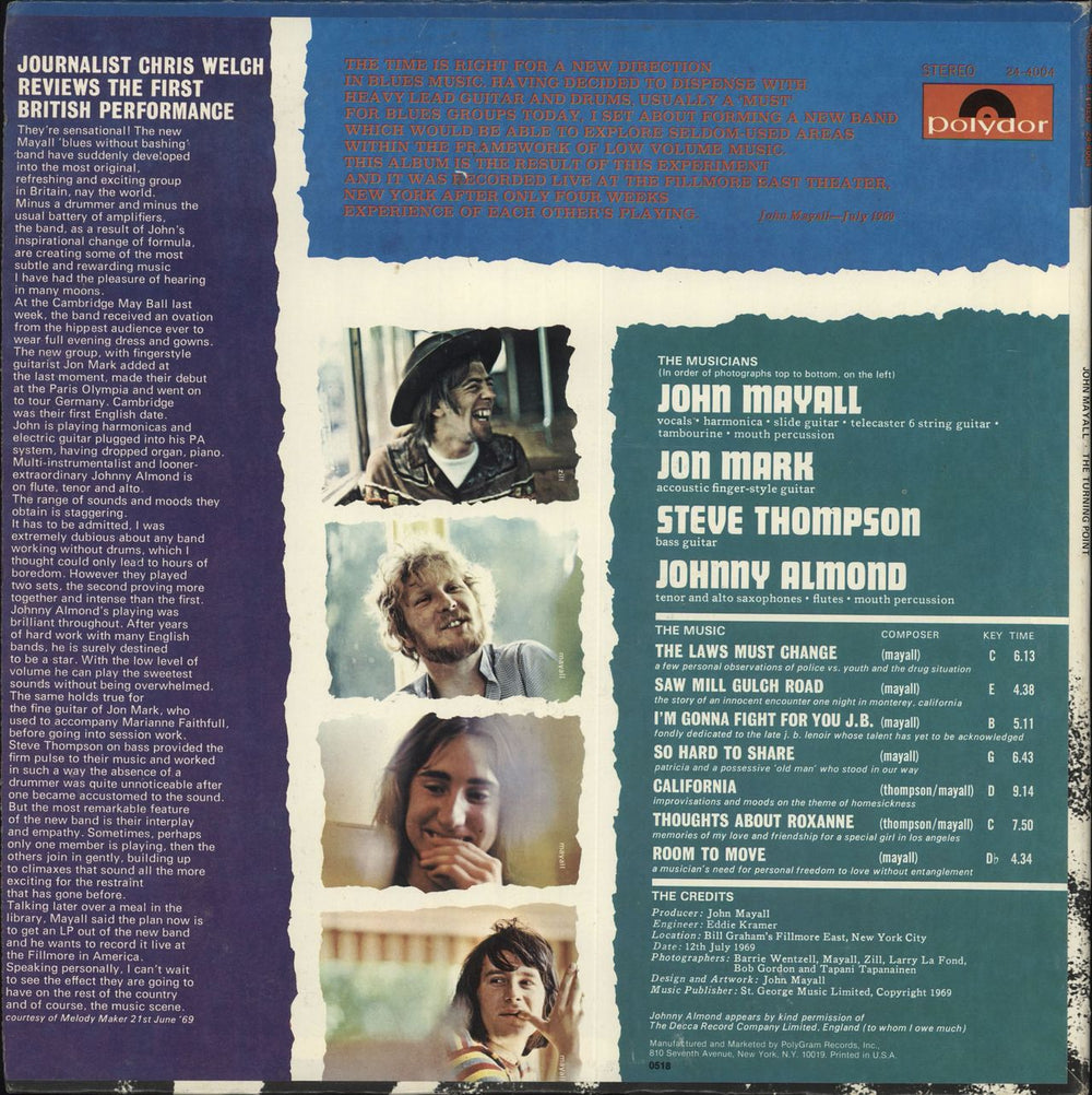 John Mayall The Turning Point US vinyl LP album (LP record)