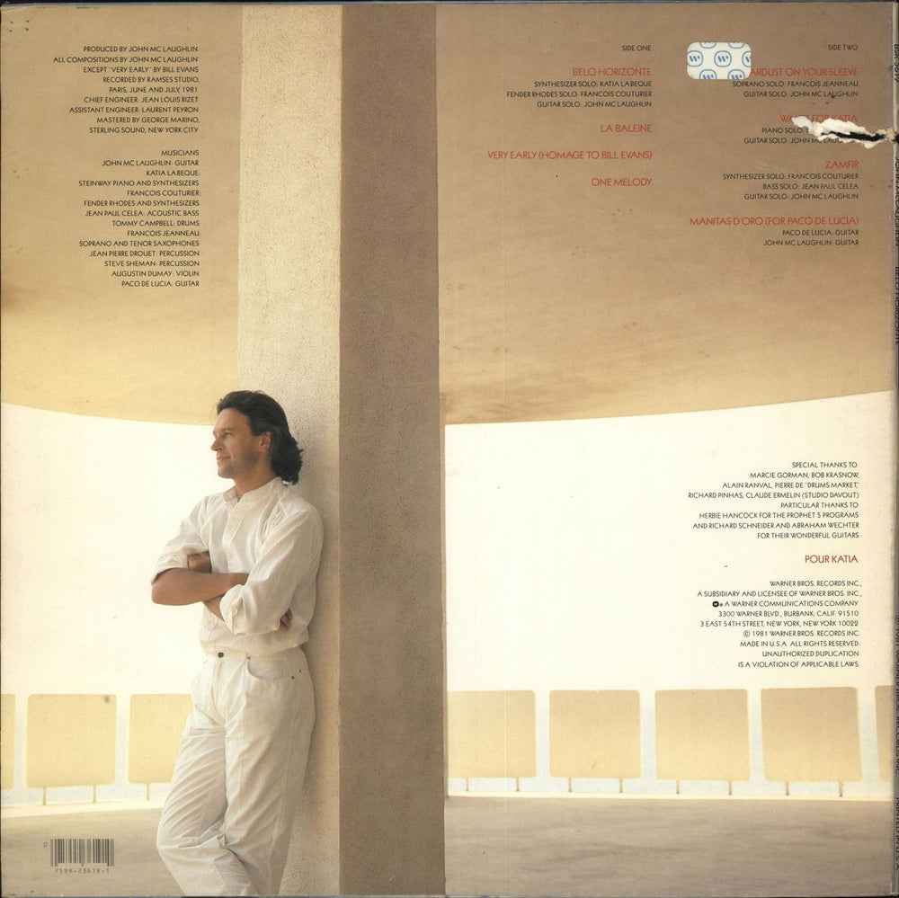 John McLaughlin Belo Horizonte US vinyl LP album (LP record)