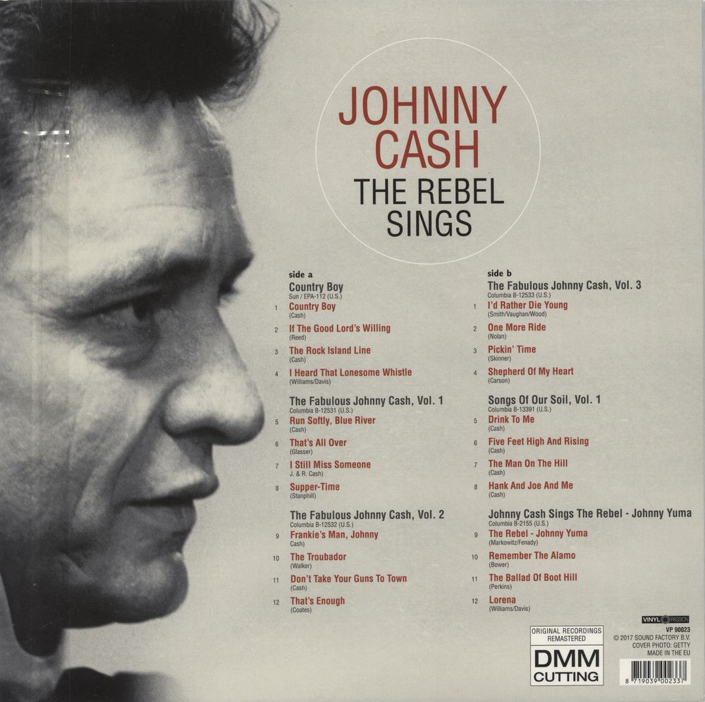 Johnny Cash The Rebel Sings -  An EP Selection - Red vinyl UK vinyl LP album (LP record) 8719039002337