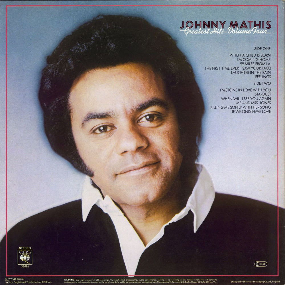 Johnny Mathis Greatest Hits Volume IV UK vinyl LP album (LP record)