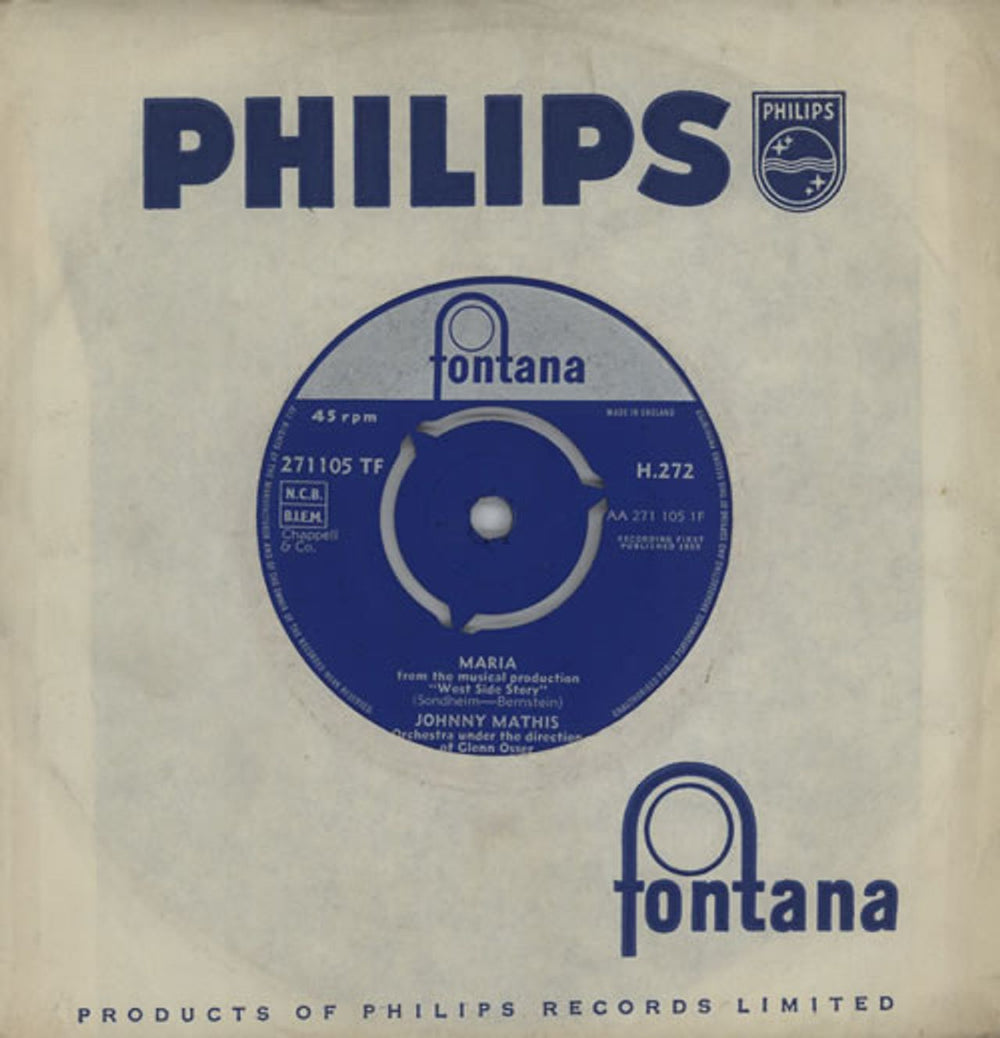 Johnny Mathis Maria UK 7" vinyl single (7 inch record / 45) H.272