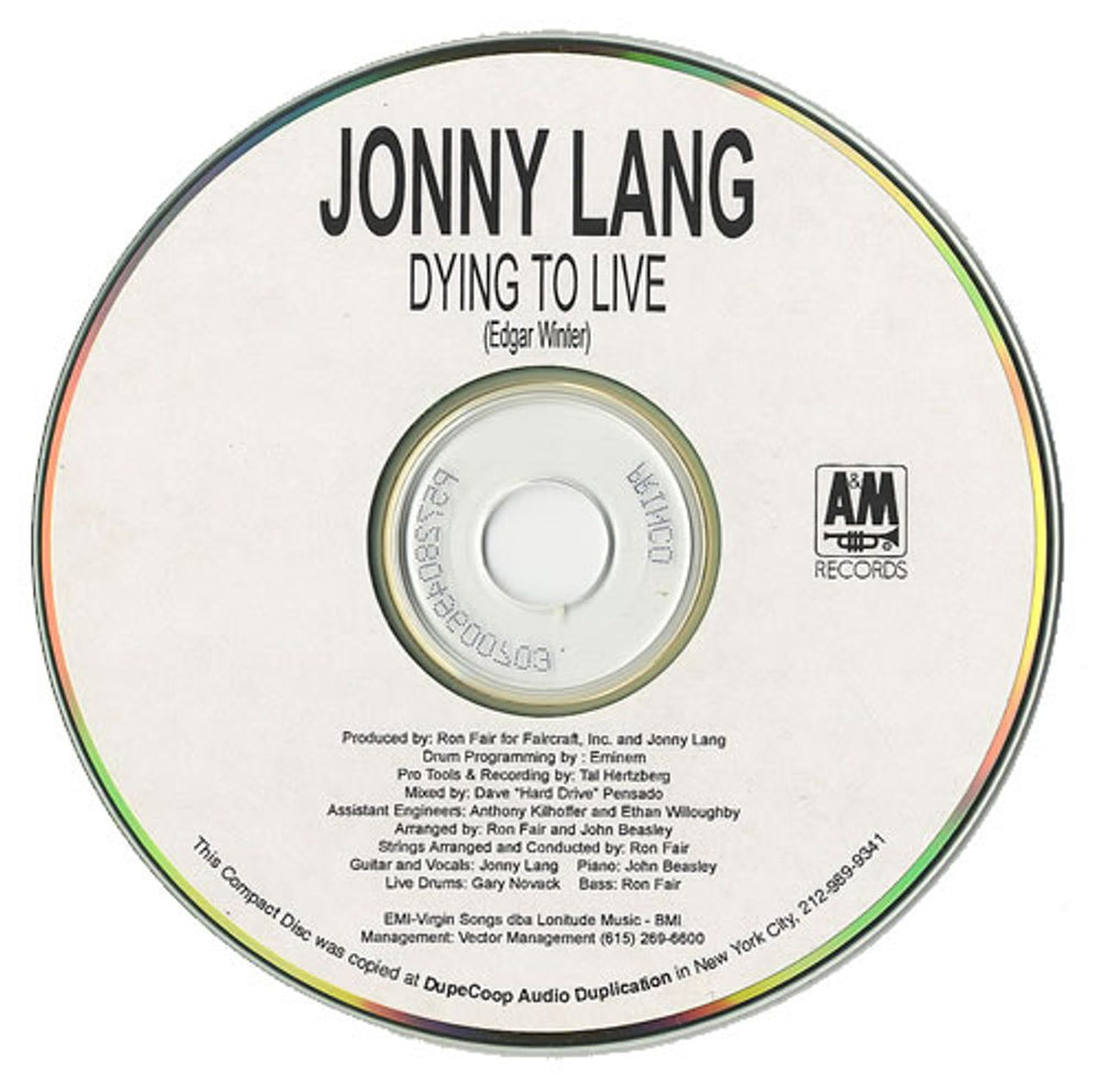 Jonny Lang Dying To Live US Promo CD-R acetate CD-R ACETATE