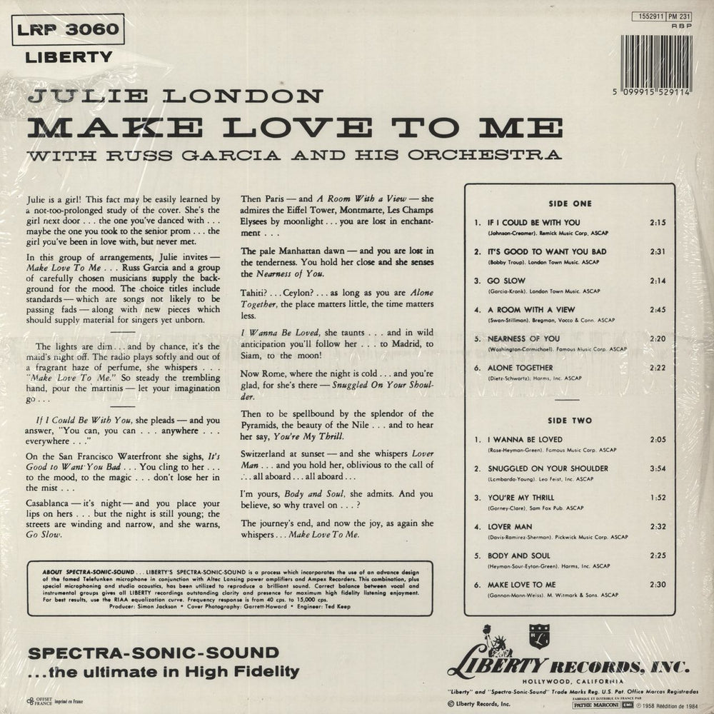 Julie London Make Love To Me French vinyl LP album (LP record)