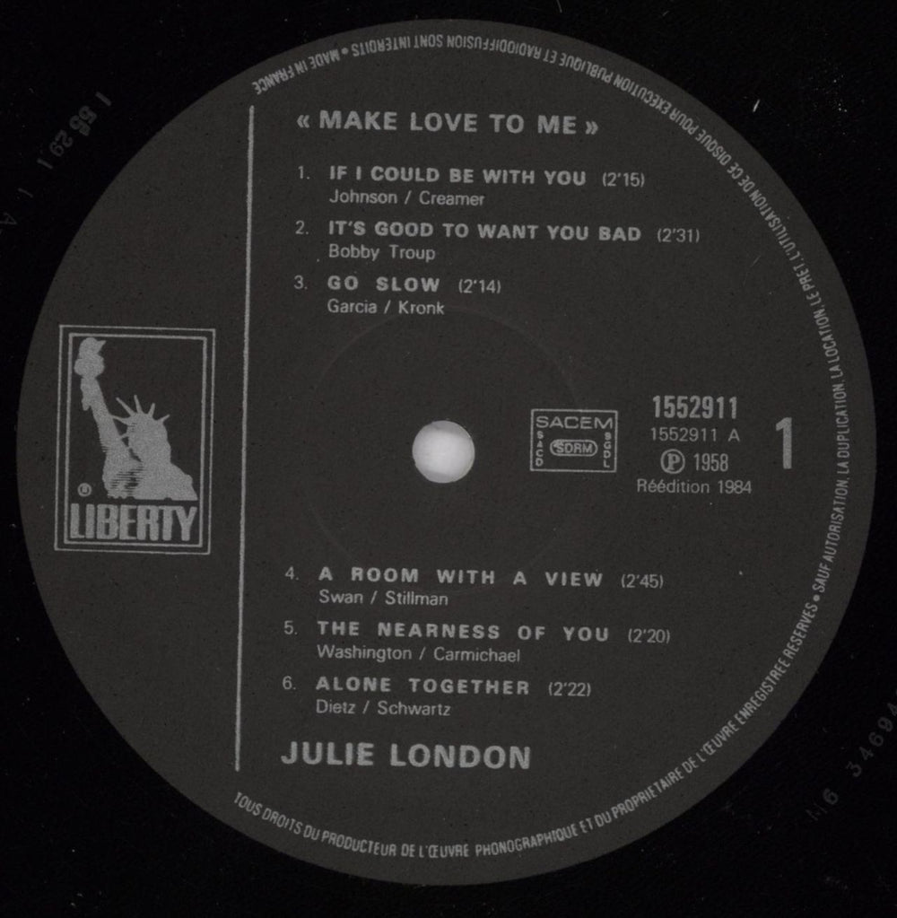 Julie London Make Love To Me French vinyl LP album (LP record) JLOLPMA829217