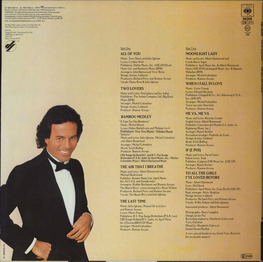 Julio Iglesias 1100 Bel Air Place - Hype Stickered Sleeve UK vinyl LP album (LP record)