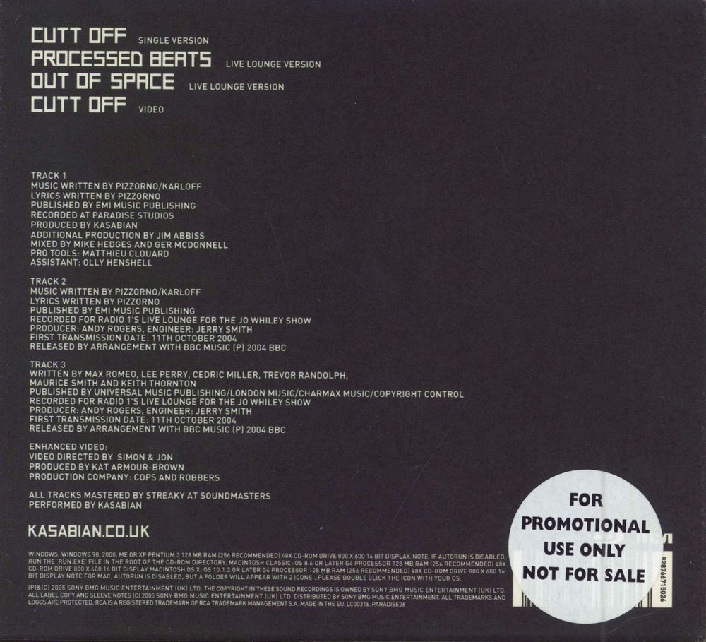 Kasabian Cutt Off UK CD single (CD5 / 5")