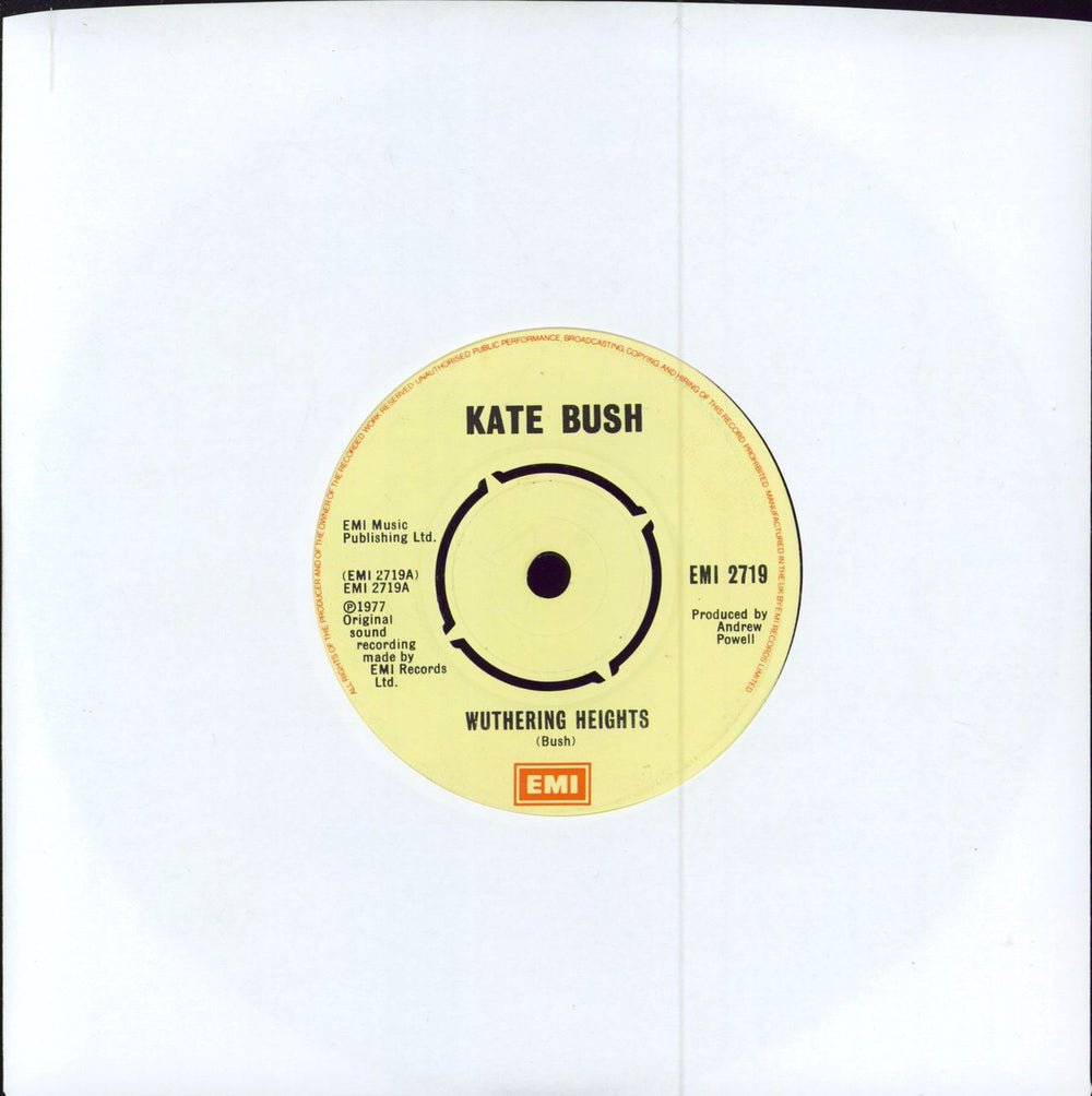 Kate Bush Wuthering Heights - 4pr UK 7" vinyl single (7 inch record / 45) EMI2719