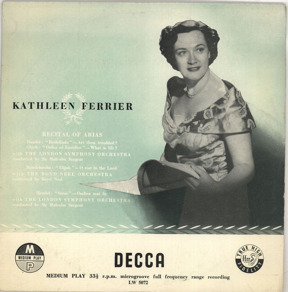 Kathleen Ferrier Recital of Arias - 3rd UK 10" vinyl single (10 inch record) Deleted