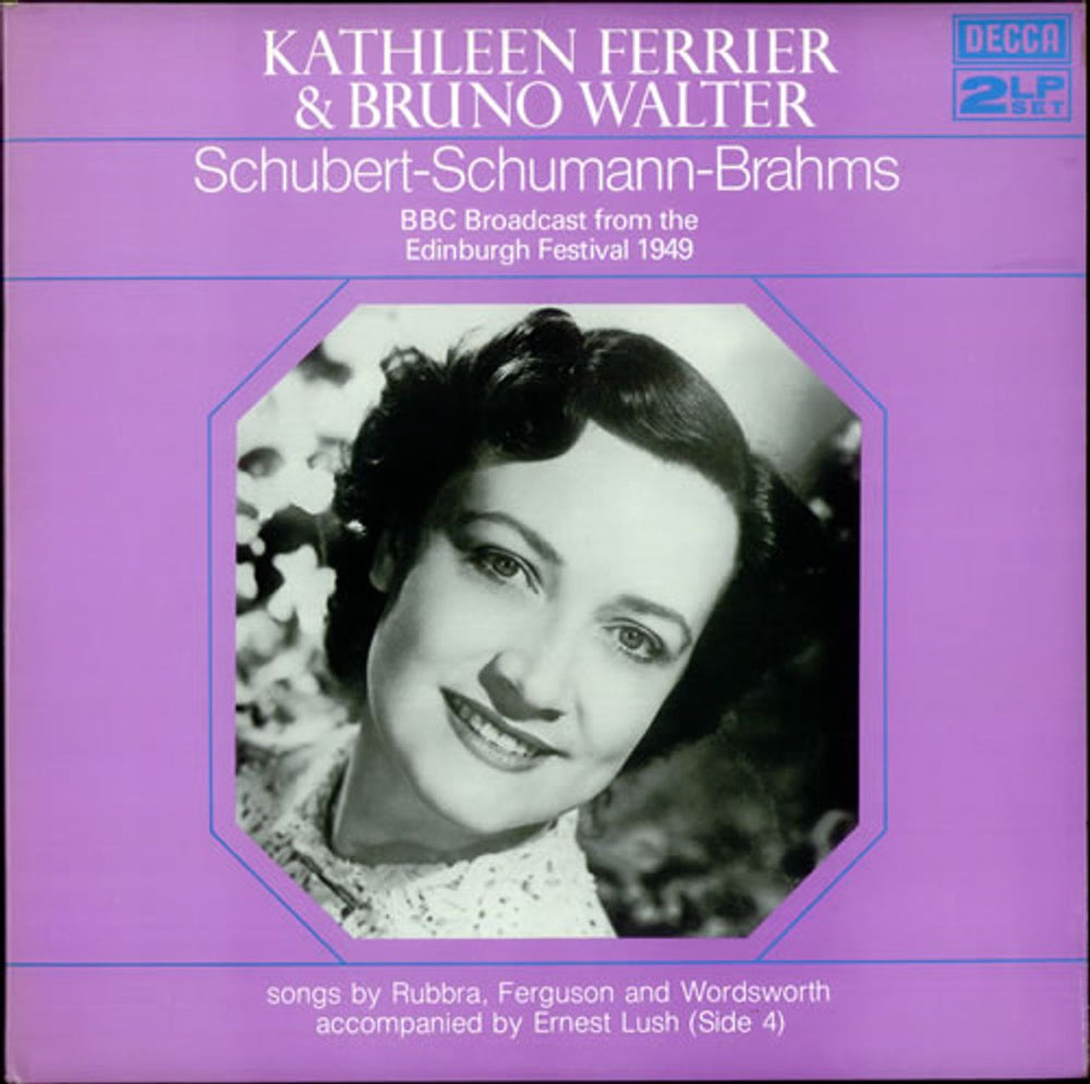 Kathleen Ferrier Schubert - Schumann - Brahms UK 2-LP vinyl record set (Double LP Album) 6BB197-8