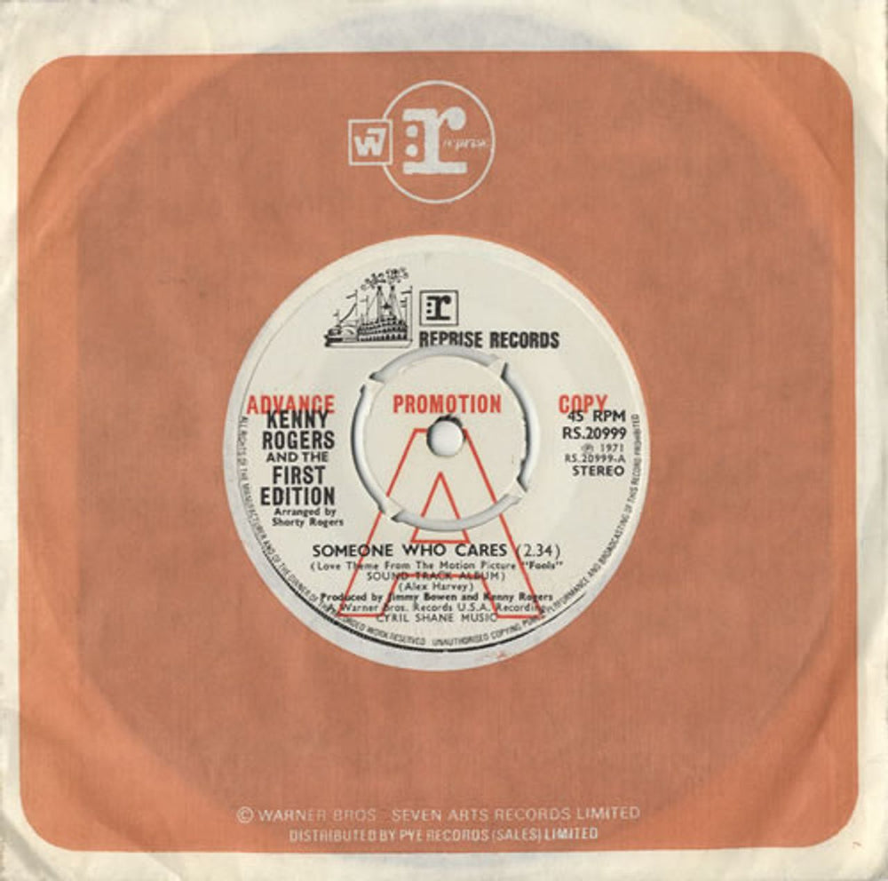 Kenny Rogers & The First Edition Someone Who Cares UK Promo 7" vinyl single (7 inch record / 45) RS.20999