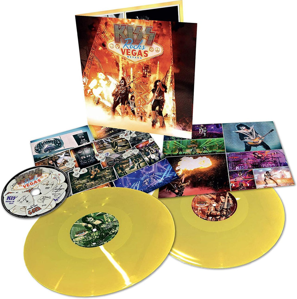 Kiss Kiss Rocks Vegas Nevada - Yellow Vinyl + DVD - Sealed UK 2-LP vinyl record set (Double LP Album) 602435173344