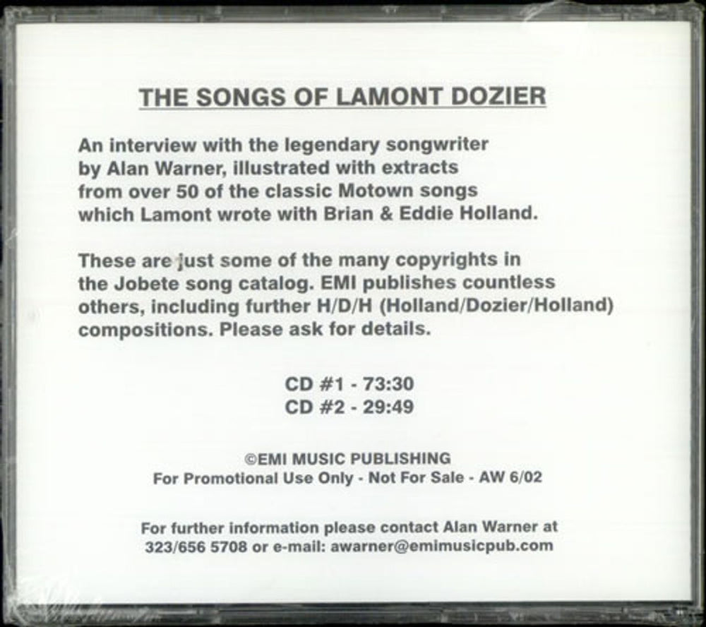 Lamont Dozier The Songs Of Lamont Dozier US Promo 2 CD album set (Double CD) LHX2CTH530548