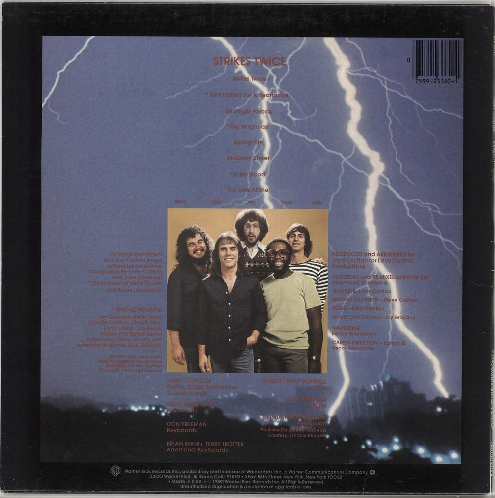 Larry Carlton Strikes Twice US vinyl LP album (LP record) 075992338011