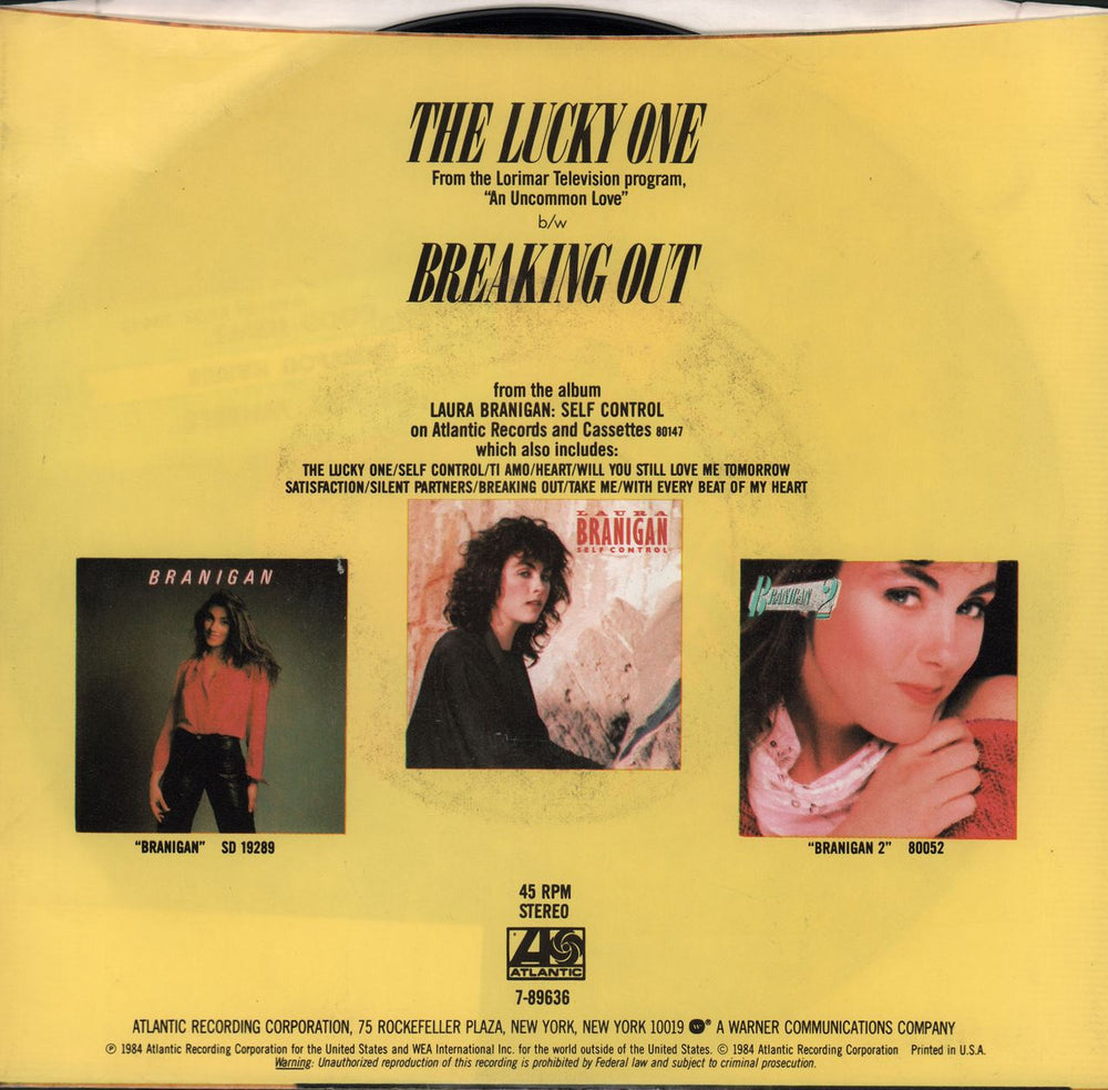 Laura Branigan The Lucky One US 7" vinyl single (7 inch record / 45) BRA07TH58787