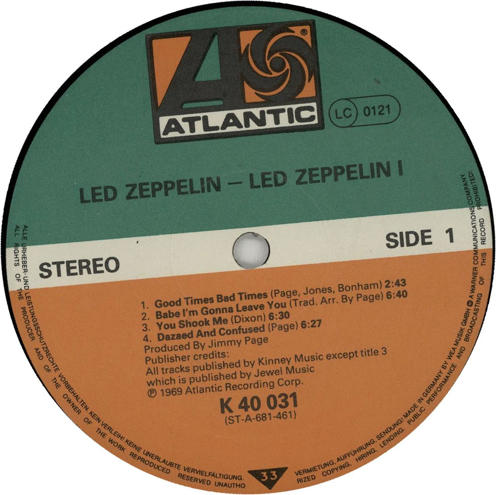 Led Zeppelin Led Zeppelin - Non barcoded German vinyl LP album (LP record) 075678152511