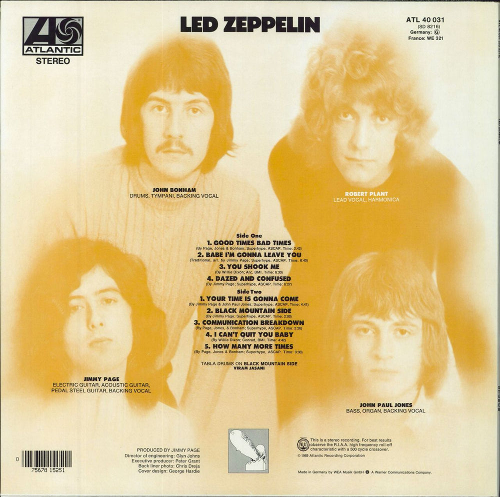 Led Zeppelin Led Zeppelin - ! Stickered & barcoded p/s + Insert German vinyl LP album (LP record) 075678152511