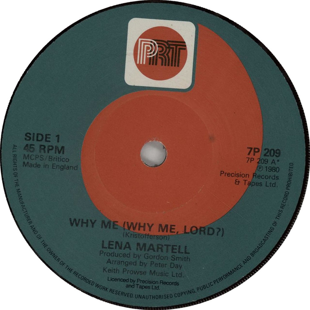 Lena Martell Why Me (Why Me, Lord?) UK 7" vinyl single (7 inch record / 45) 70209