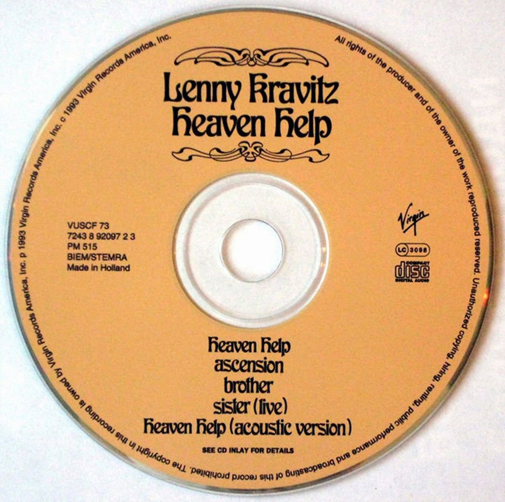 Lenny Kravitz Heaven Help Dutch CD single (CD5 / 5") KVZC5HE76356