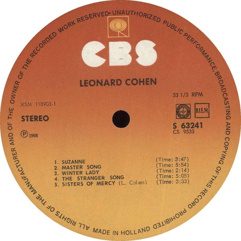 Leonard Cohen Songs Of Leonard Cohen - 3rd Dutch vinyl LP album (LP record) COHLPSO645803