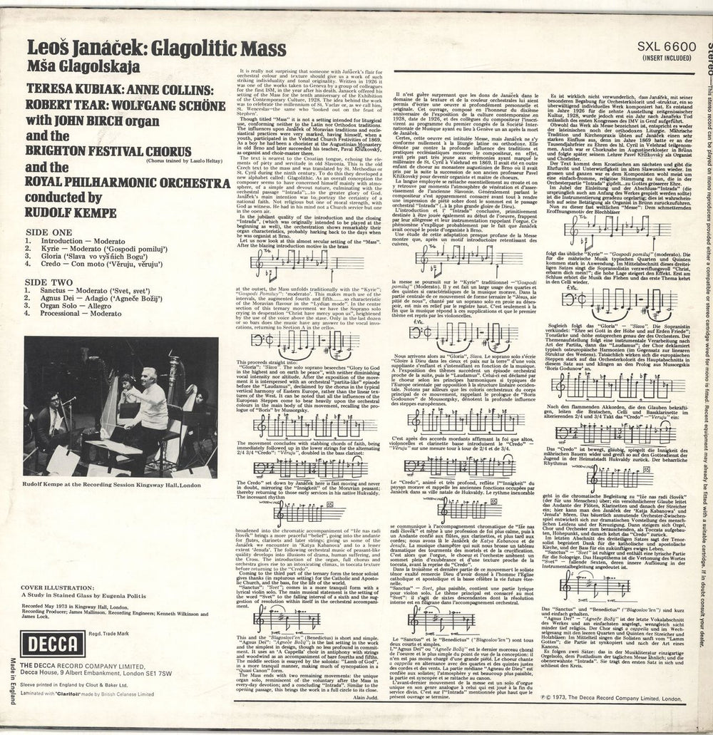 Leoš Janácek Glagolitic Mass UK vinyl LP album (LP record)