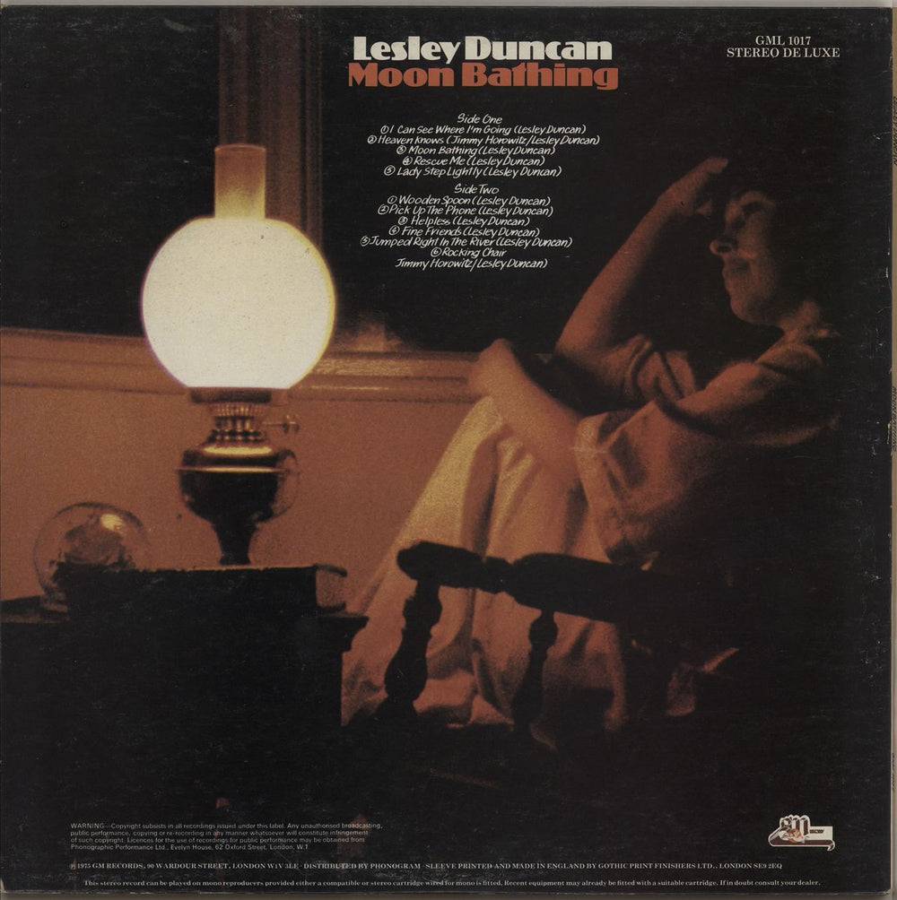 Lesley Duncan Moon Bathing UK vinyl LP album (LP record)