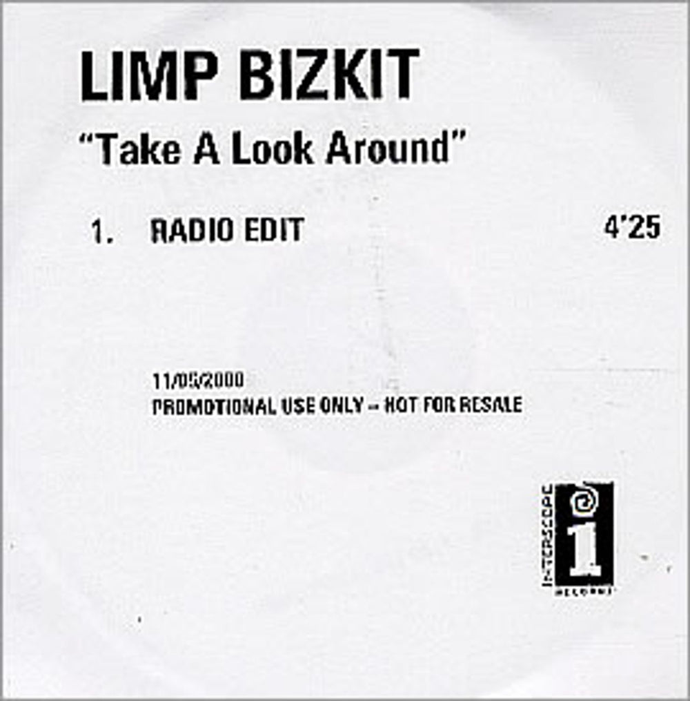 Limp Bizkit Take A Look Around UK Promo CD-R acetate CD ACETATE