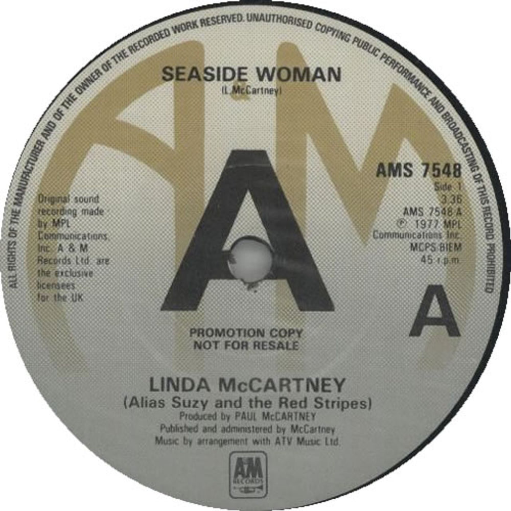 Linda McCartney Seaside Woman - 2nd - A-Label UK Promo 7" vinyl single (7 inch record / 45) LMC07SE62116