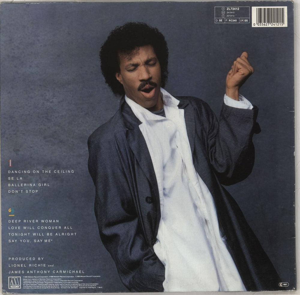 Lionel Richie Dancing On The Ceiling - Blue Sticker German vinyl LP album (LP record) 035627241215