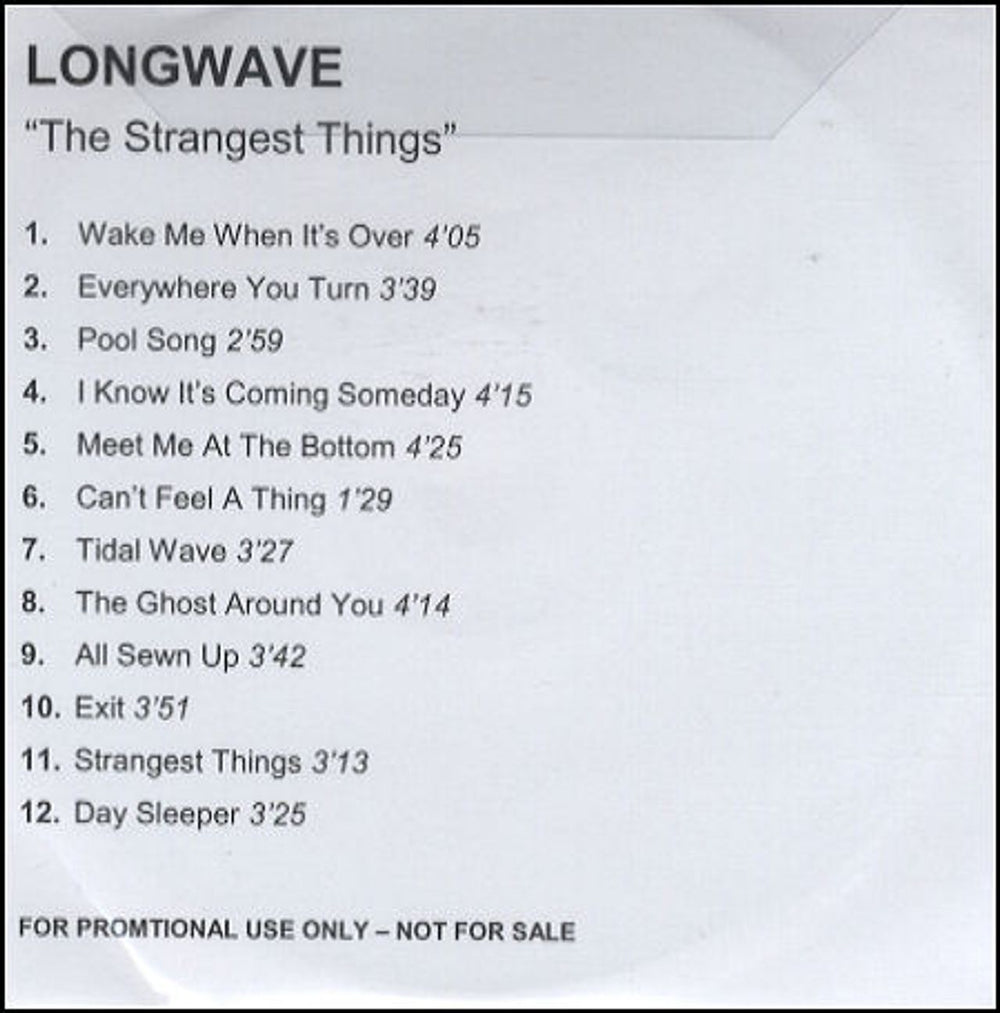 Longwave The Strangest Things UK Promo CD-R acetate CD-R ACETATE