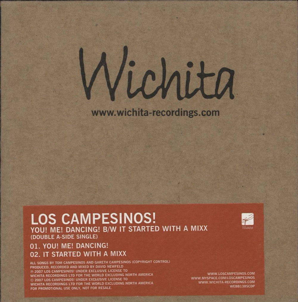 Los Campesinos You! Me! Dancing! UK Promo CD single (CD5 / 5") WEBB138SCDP