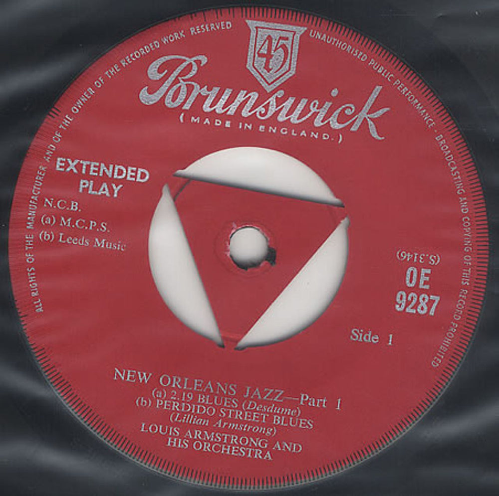 Louis Armstrong New Orleans Jazz Part 1 UK 7" vinyl single (7 inch record / 45) LOA07NE387201